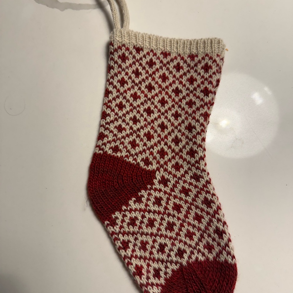 Maileg Red and White Knitted Holiday Stocking